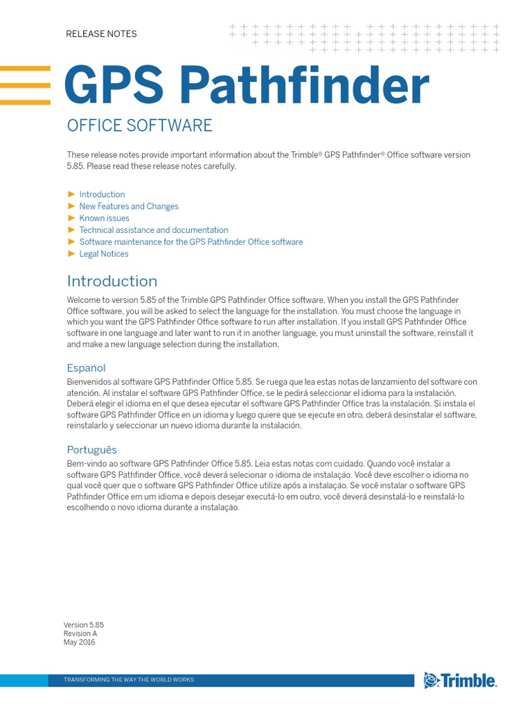  - GPS Pathfinder Office, Release Notes (English) | PDF | Arc Gis |  Microsoft Windows