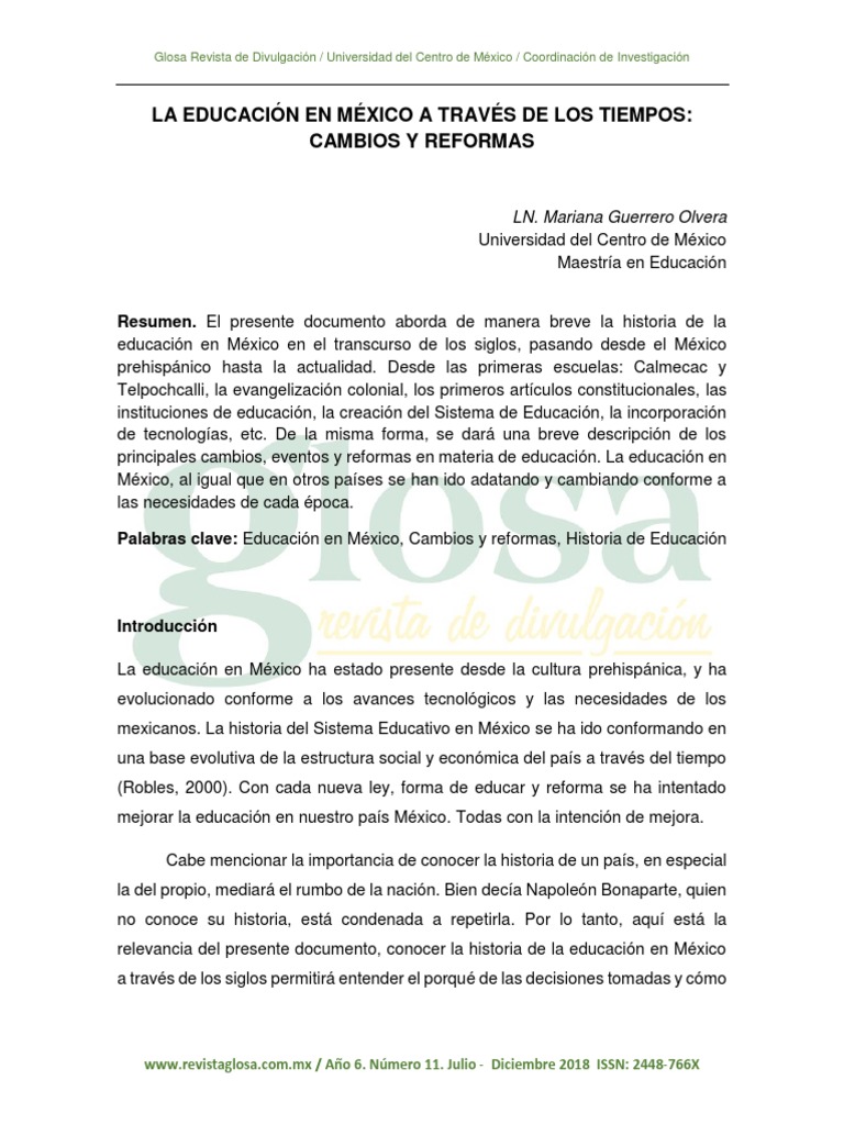 Historia de la Educación en México | PDF | México | Universidad