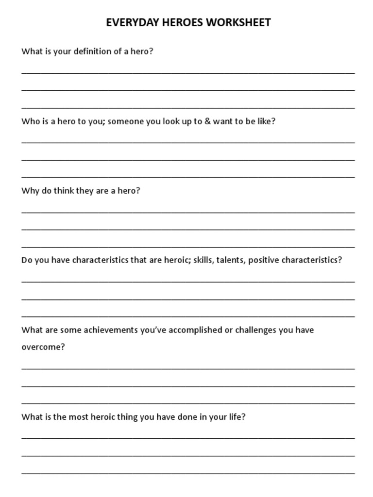 Hero Worksheet Pdf