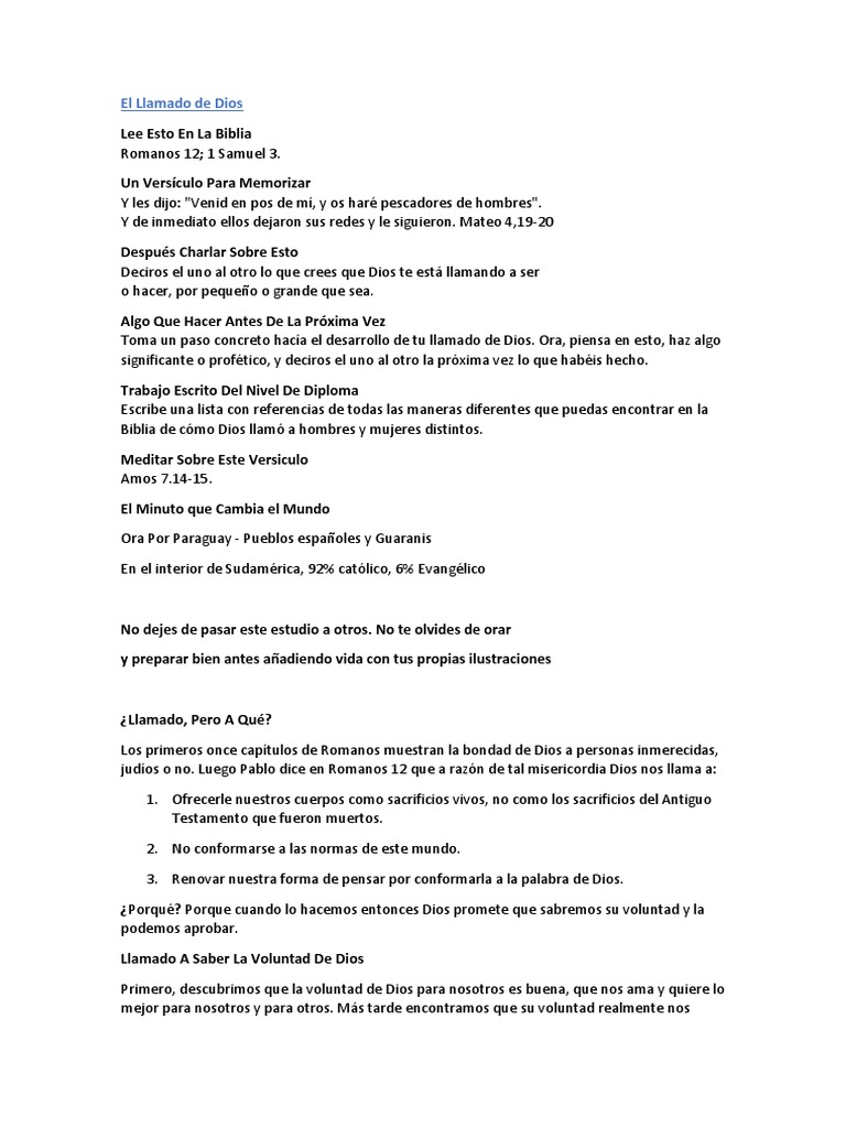 El Llamado de Dios en la Biblia | PDF | Jesús | Dios
