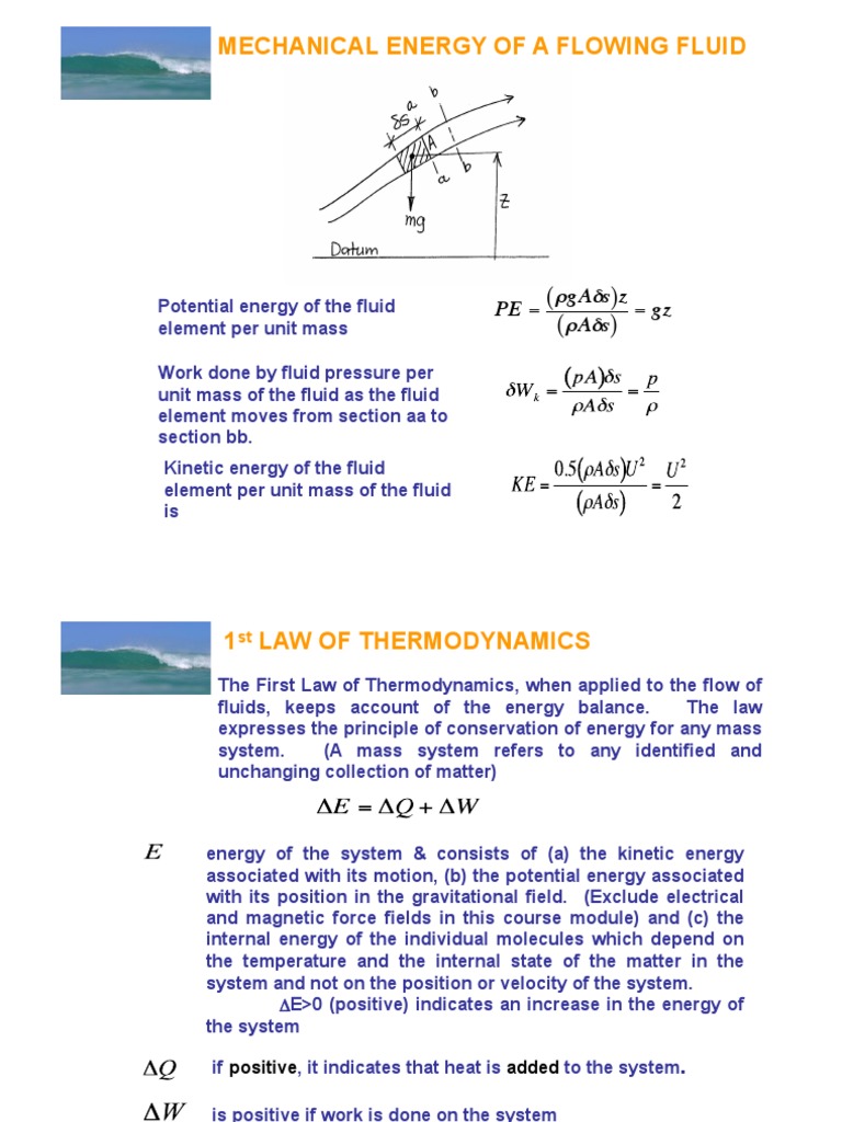 AY2010 CE2134 Hydraulics P04 1st Law Thermo Friction Factor PDF Mathematical Physics
