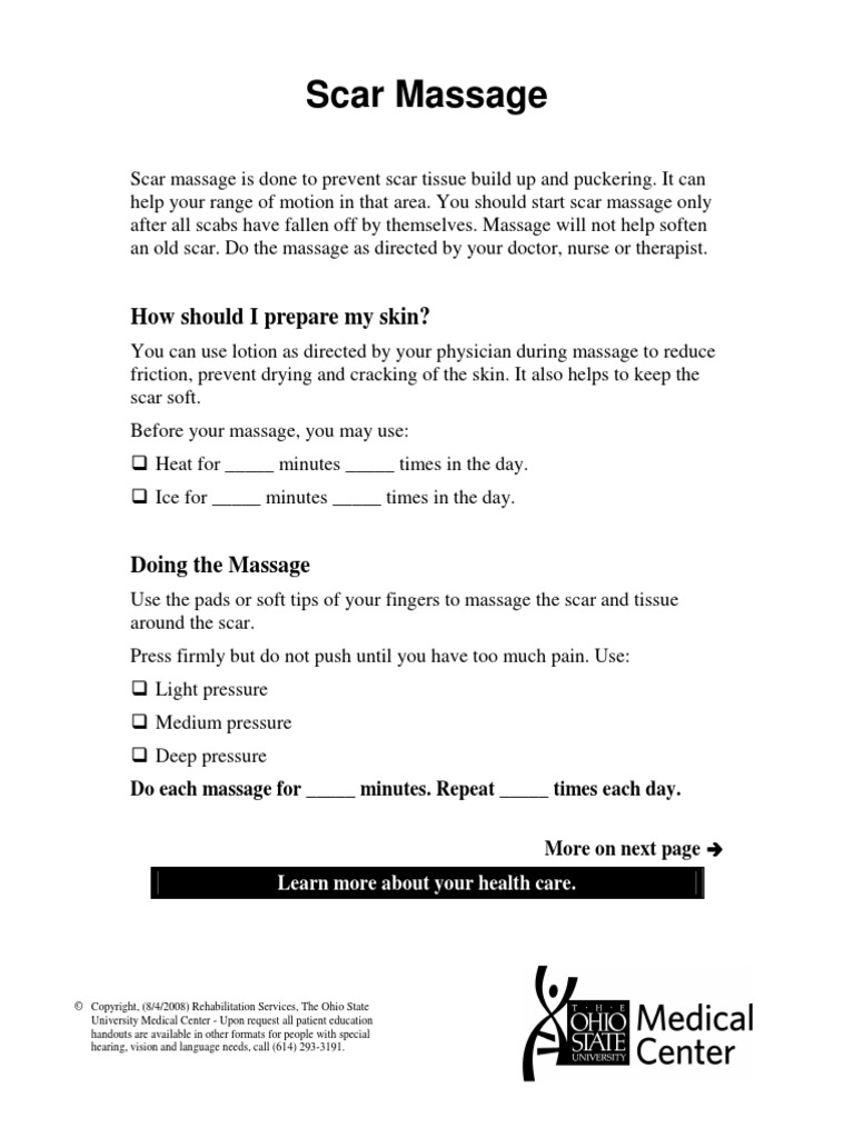 Scar Massage How Should I Prepare My Skin? PDF Massage Scar