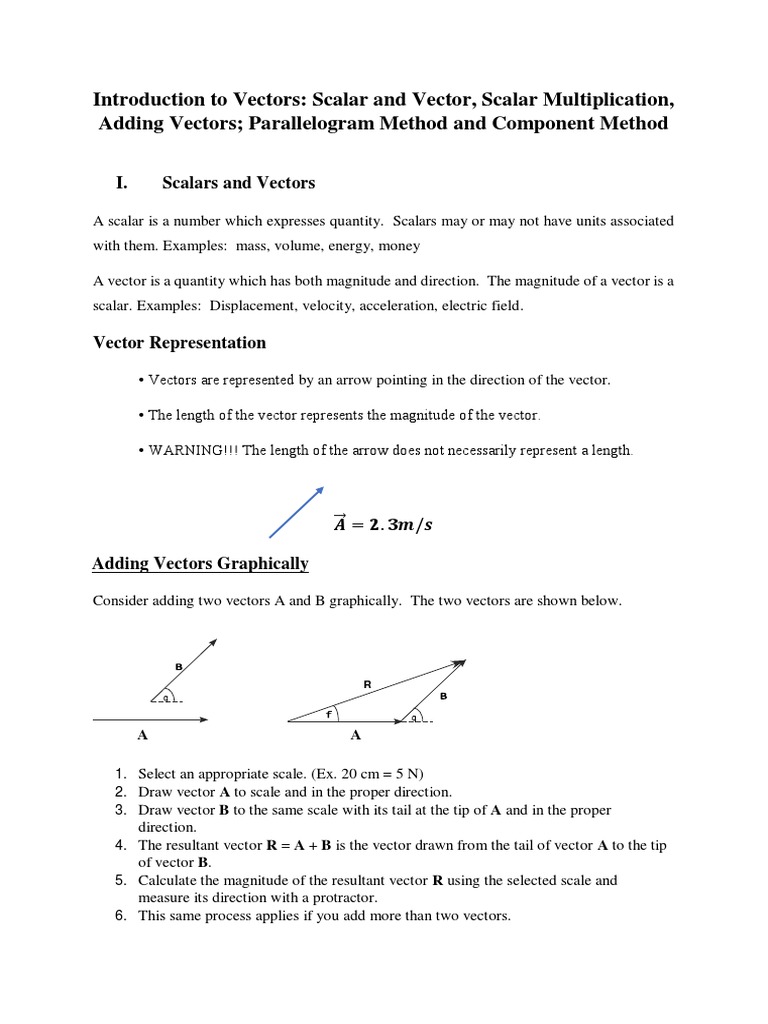 Introduction to Vectors and Operations | PDF | Euclidean Vector ...