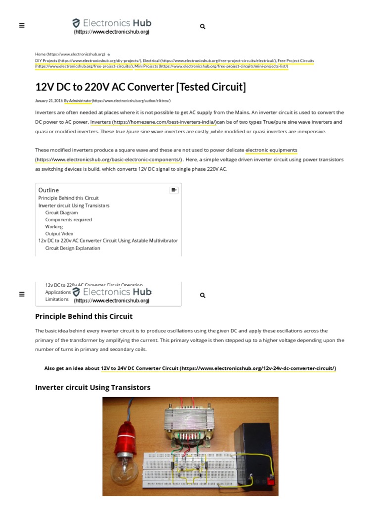 How To Make 12v DC To 220v AC Converter - Inverter Circuit Design | PDF