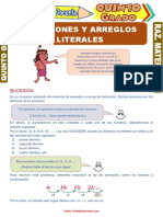 Sucesiones y Arreglos Literales para Quinto Grado de Primaria