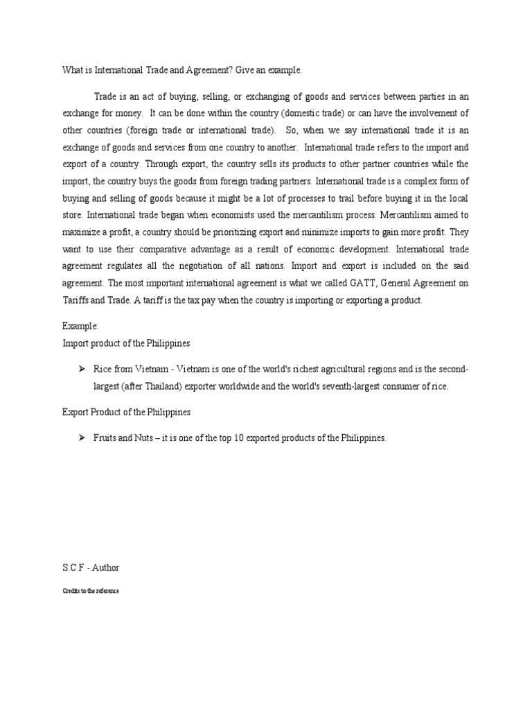 International Trade and Agreement | PDF