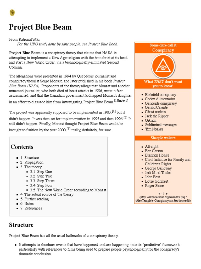 Project Blue Beam - RationalWiki | PDF | New World Order (Conspiracy ...