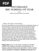 Psychology BSC Nursing 1St Year: Unit 1 History, Scope and Methods of Psychology