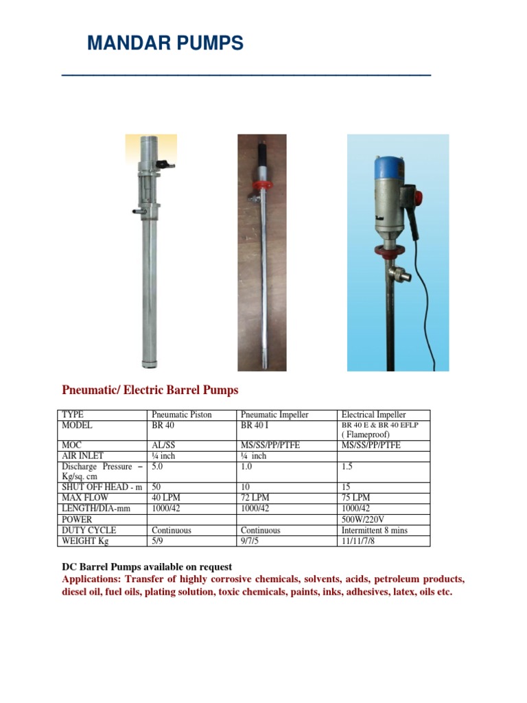Mandar Barrel Pump Brochure PDF