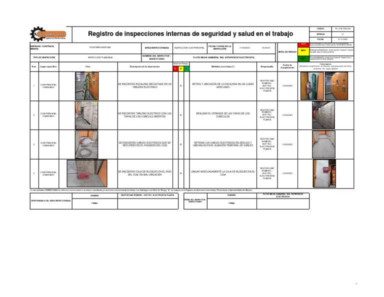 Inspección de Seguridad CCM Principal | PDF