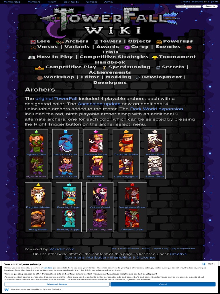 TowerFall Archer Roster Guide | PDF | Internet Privacy | Information ...