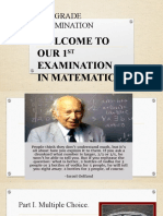 10 Grade Examination: Welcome To Our 1 Examination in Matematics