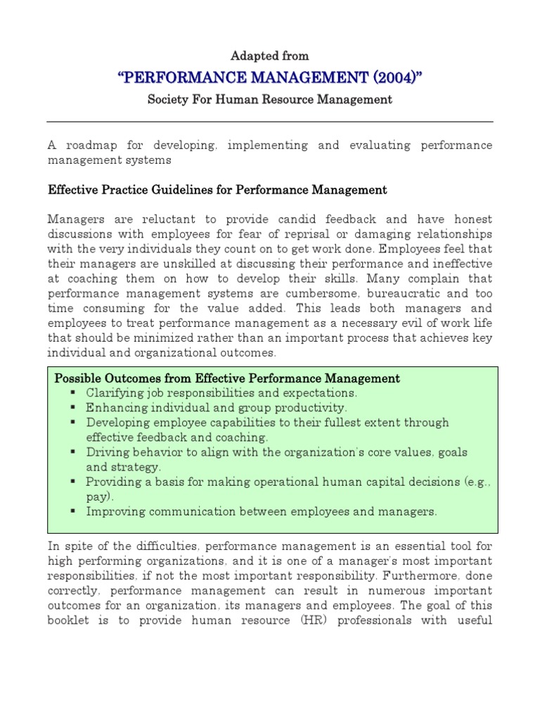 Effective Performance Management Guidelines | PDF | Competence (Human ...