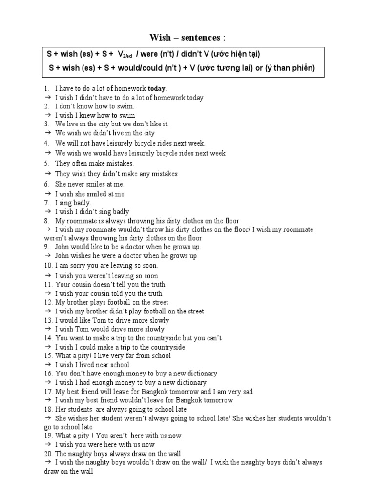 Wish - Sentences | PDF