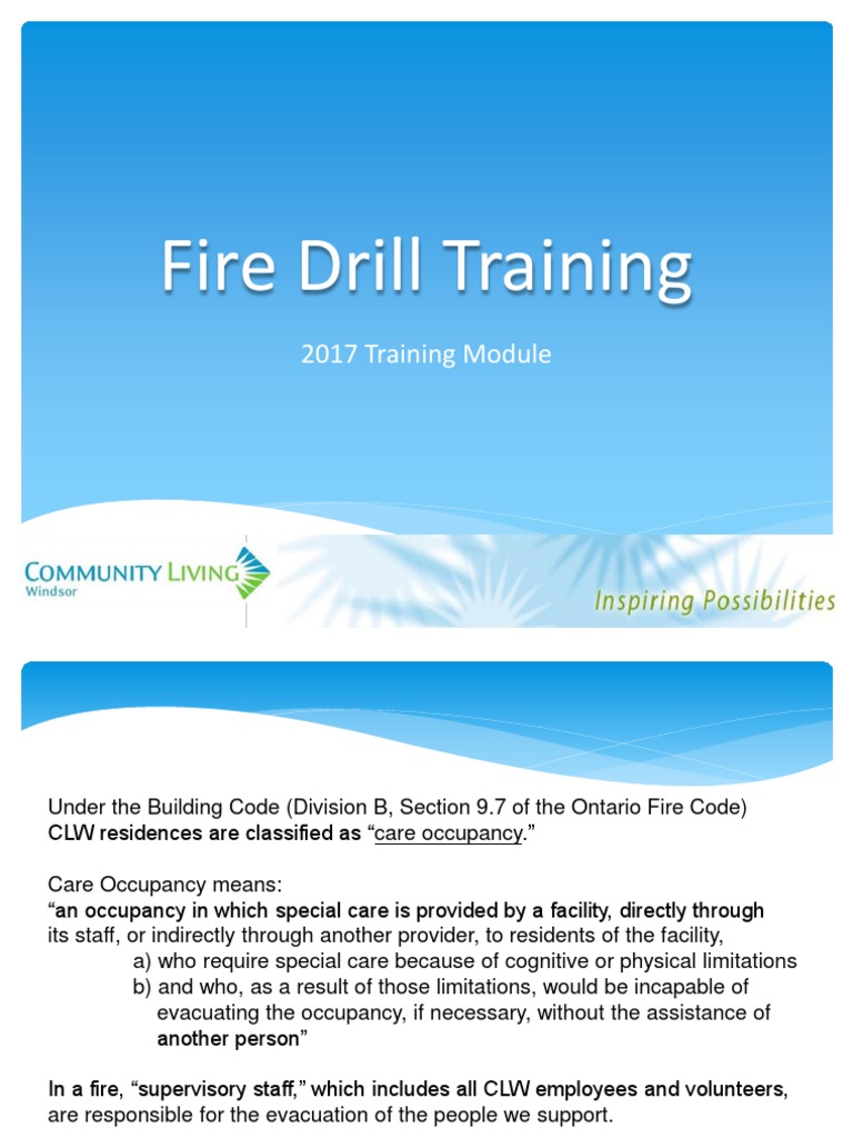 Ontario Fire Drill Training Guide | PDF | Fire Sprinkler System | Safety