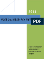 Hcob 2403:research Methods: Moses Ochieng Gweyi The Co-Operative University College of Kenya