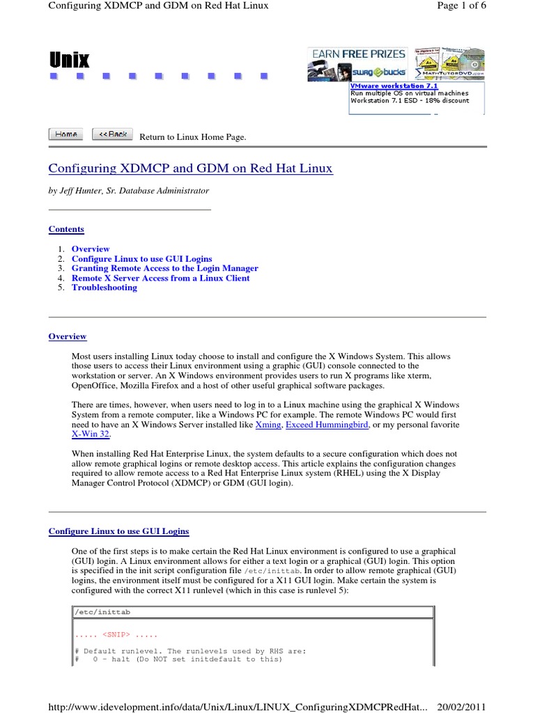 Configuring XDMCP and GDM on RHEL | PDF | Linux | Software