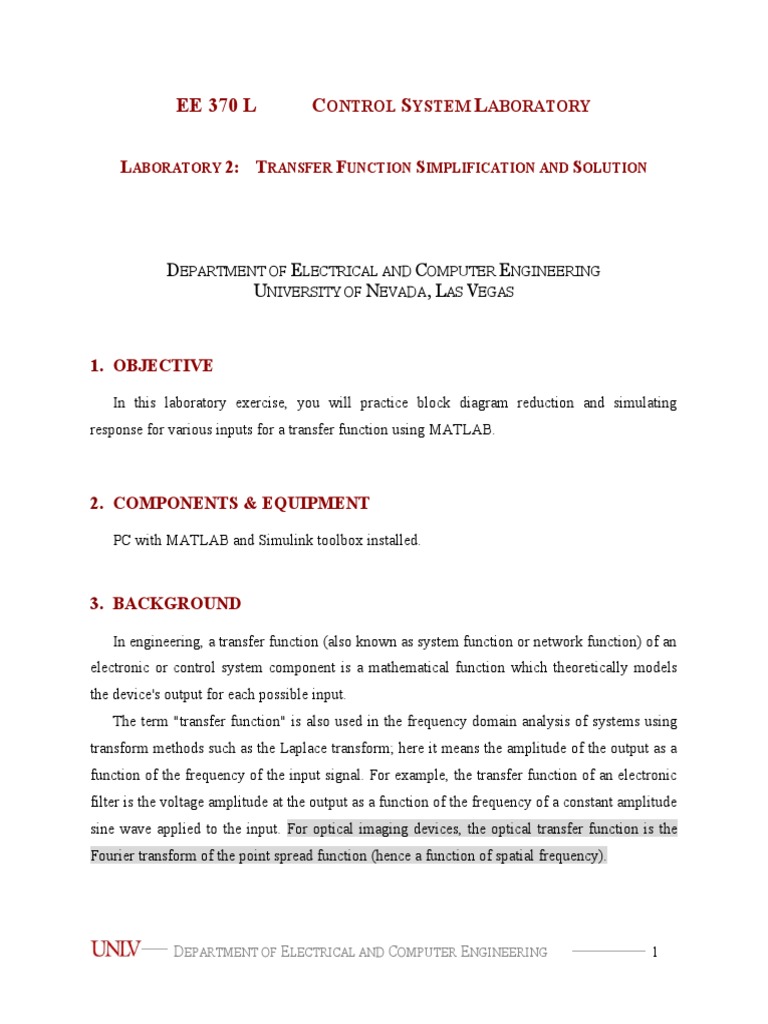 Transfer Function Simplification Lab | PDF | Electrical Engineering ...