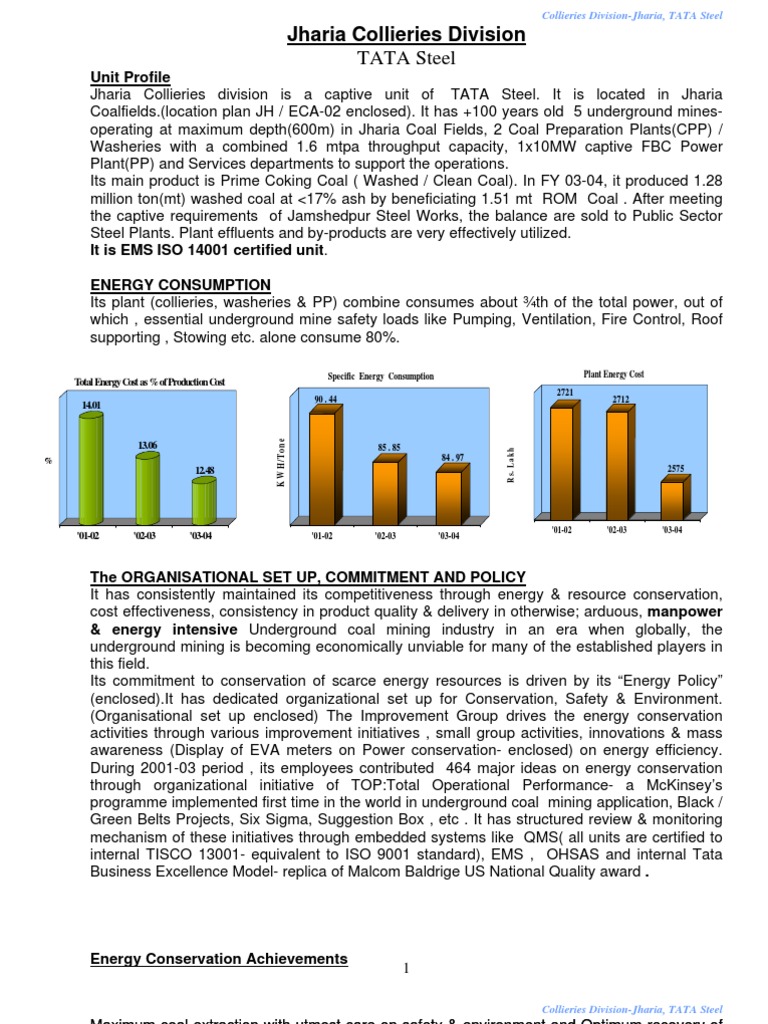 TATA Steel Jharia Collieries Division | PDF | Coal Mining | Coal
