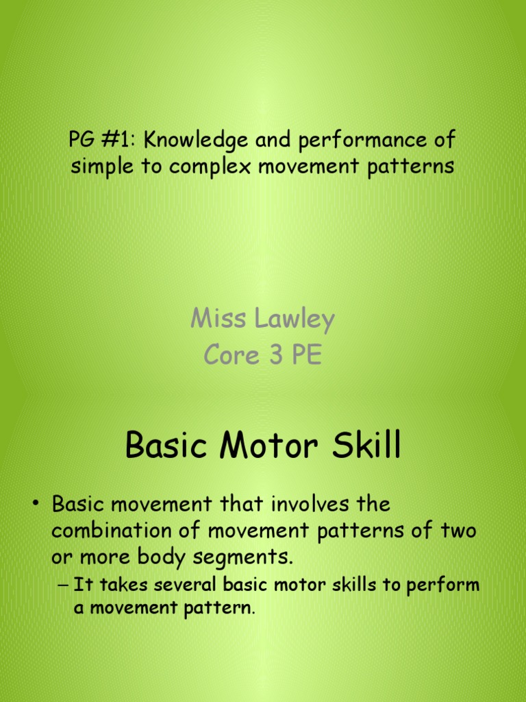 Miss Lawley Core 3 PE: PG #1: Knowledge and Performance of Simple To ...
