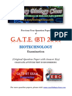 GATE BT 2005 Biotechnology Question Paper