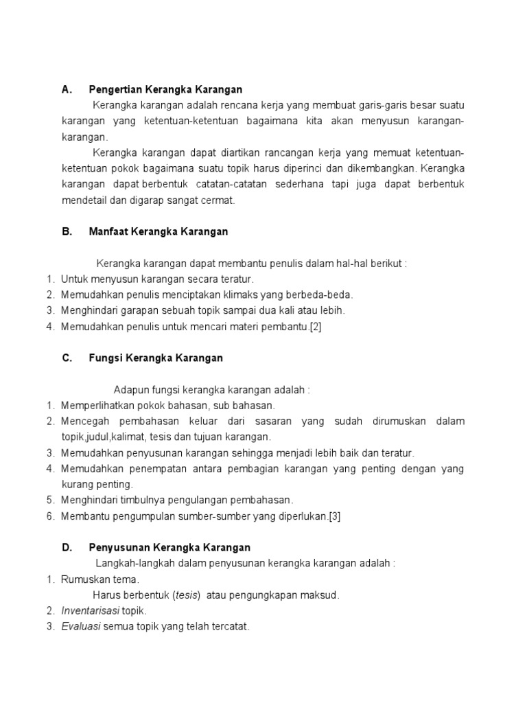 Fungsi dan Manfaat Kerangka Karangan | PDF