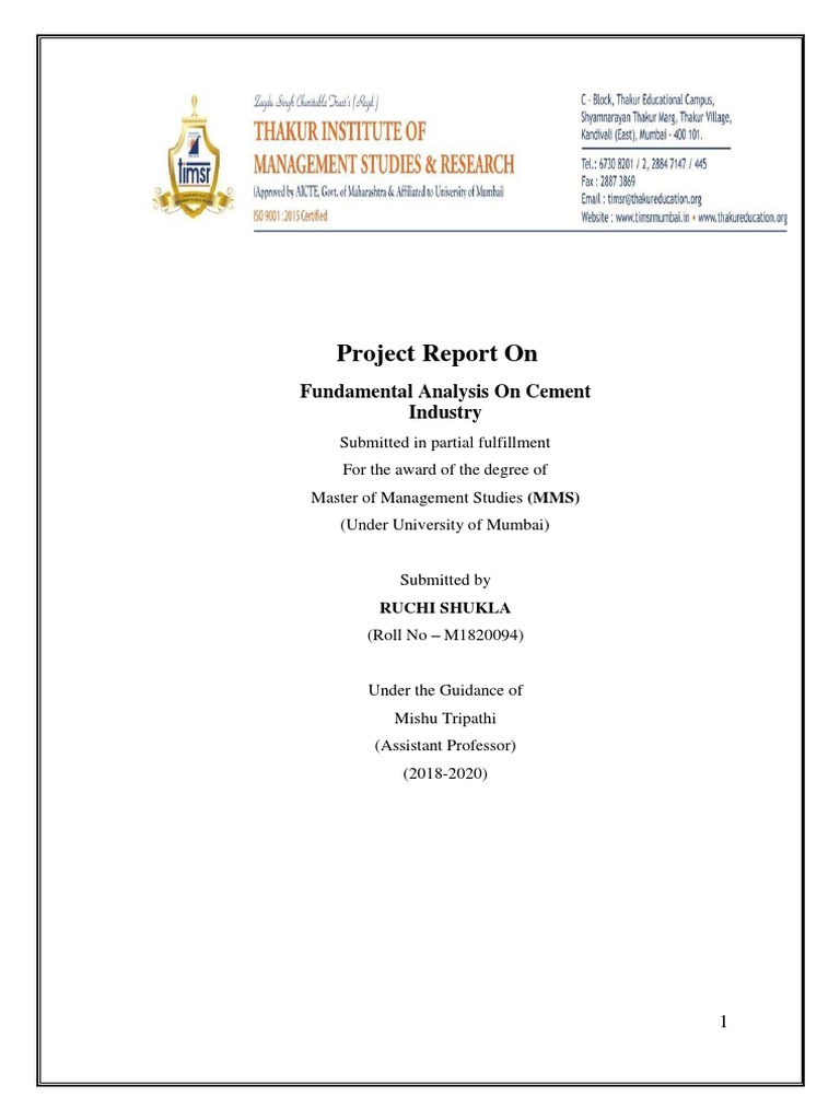 Fundamental Analysis of Cement Industry | PDF | Price–Earnings Ratio ...