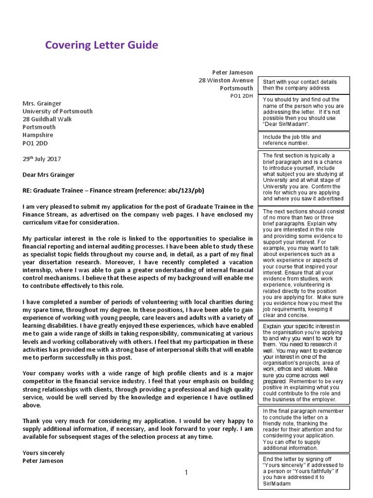 Cover Letter Writing Guide for Graduates | PDF | Disability | Cognition