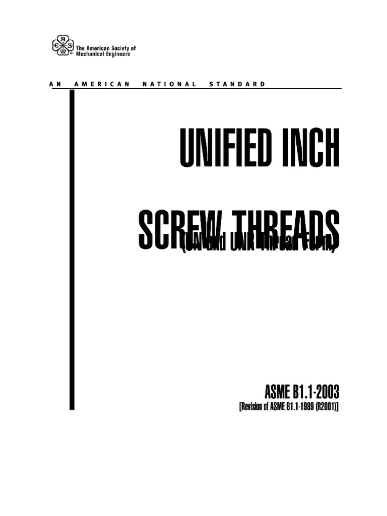 Uns Thread Asme B1 1 2003 : Unified Inch Screw Threads (UN, UNR, and ...