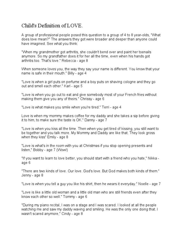 Child's Definition For Love PDF