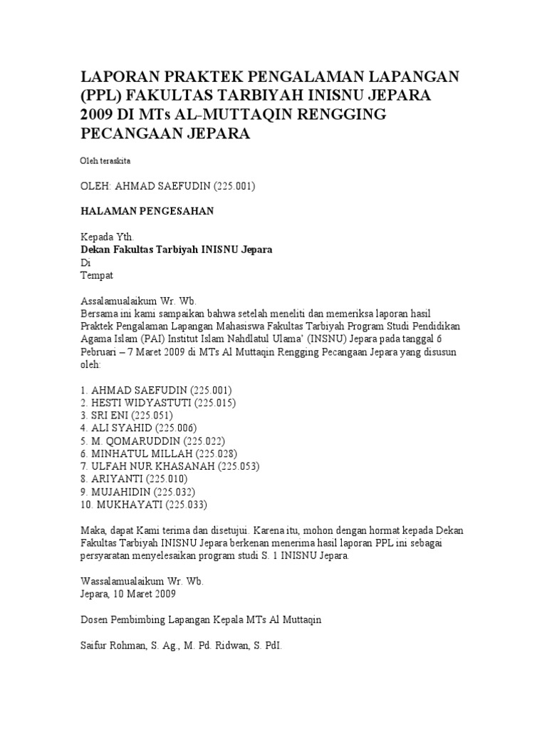 Laporan Praktek Pengalaman Lapangan