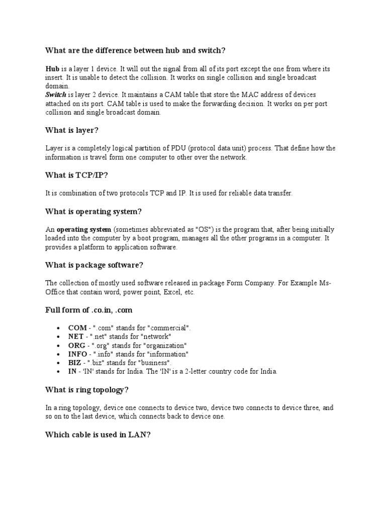 Networking Questions PDF Computer Network Protocol Suite