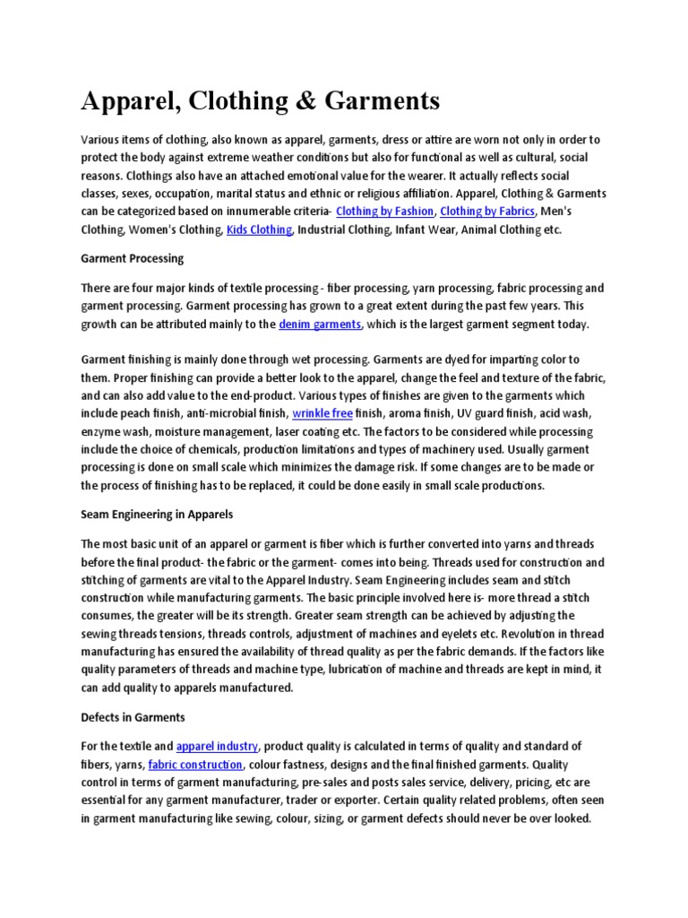 Apparel | PDF | Clothing | Yarn