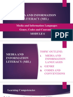 MODULE 6. Media and Information Languages Genre Codes and Conventions