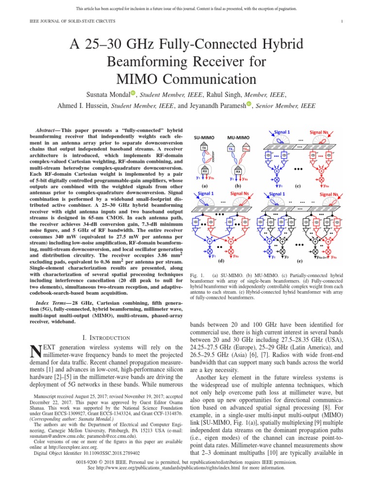 25-30GHz 5G Mimo Beamforming S Mondal | PDF | Mimo | Electrical Engineering
