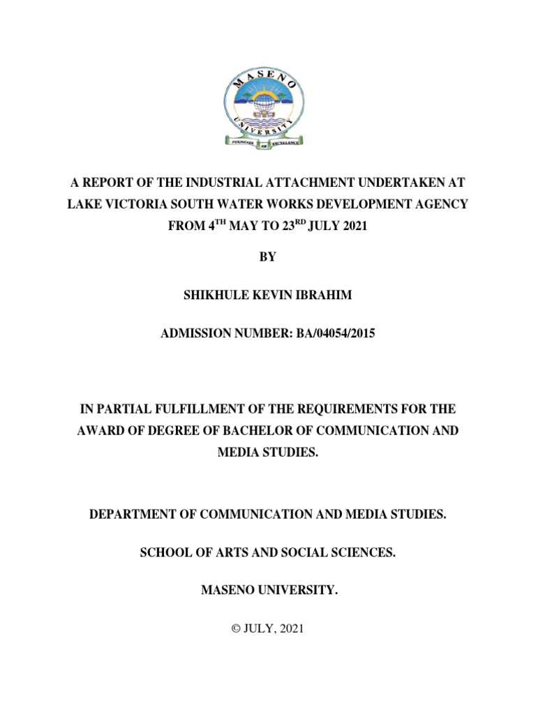 INDUSTRIAL ATTACHMENT REPORT by Shikhule Kevin Ibrahim | PDF | Water ...