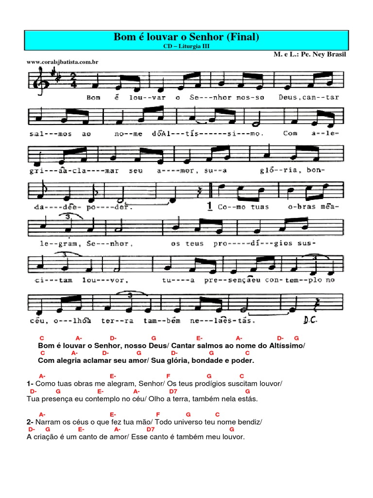 Bom É Louvar o Senhor Nosso Deus | PDF