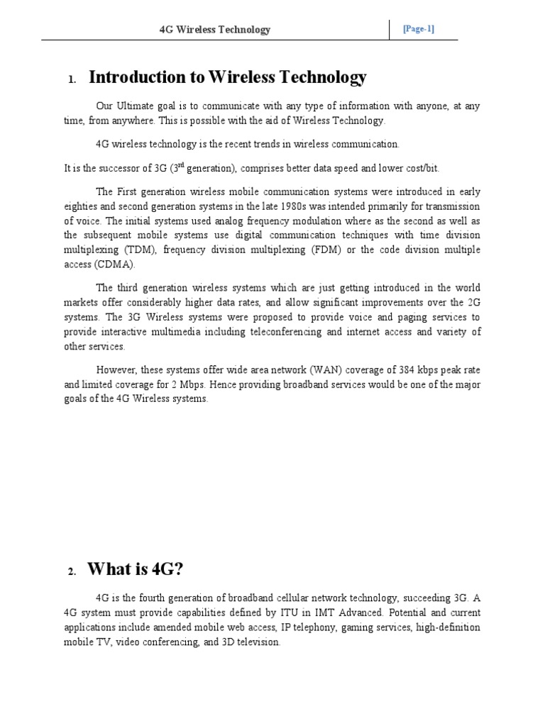 Understanding 4G Wireless Technology | PDF | 4 G | Orthogonal Frequency ...
