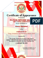 Drug awareness symposium certificates
