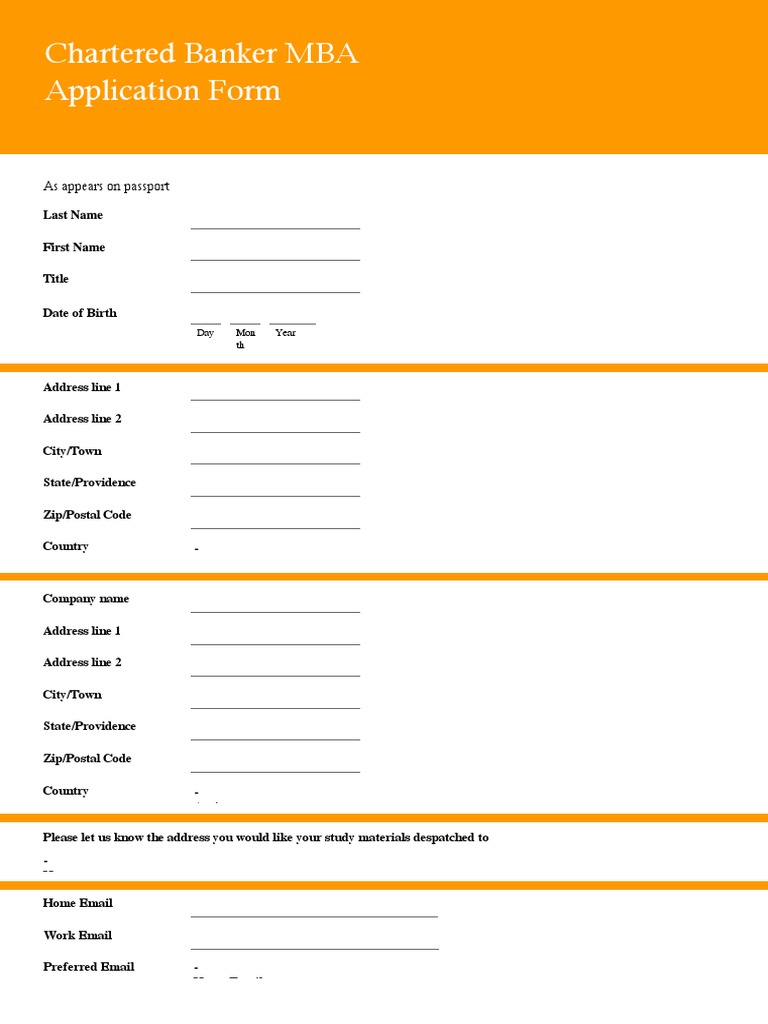 PDF - Chartered Banker MBA Application Form | PDF | Postgraduate ...