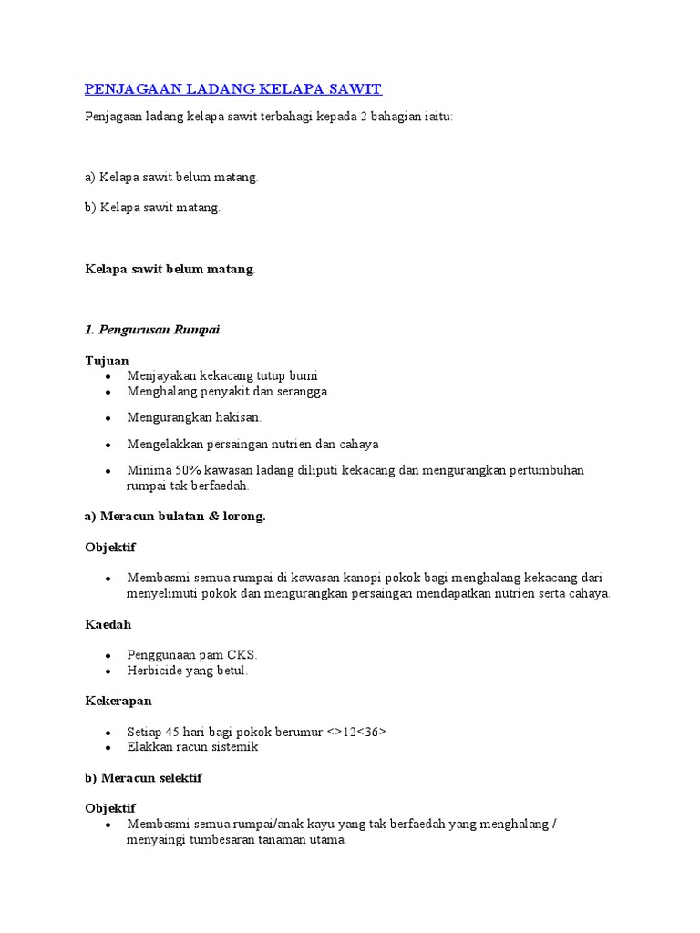 manual operasi ladang sawit
