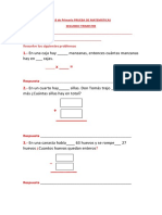 Prueba de Matemáticas Segundo Trimestre