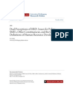 Dual Perceptions of HRD: Issues For Policy: SME's, Other Constituencies, and The Contested Definitions of Human Resource Development