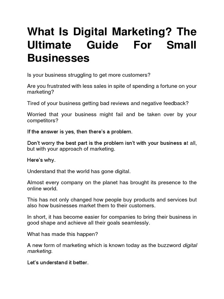 Digital Marketing Guide for Small Businesses | PDF | Search Engine ...