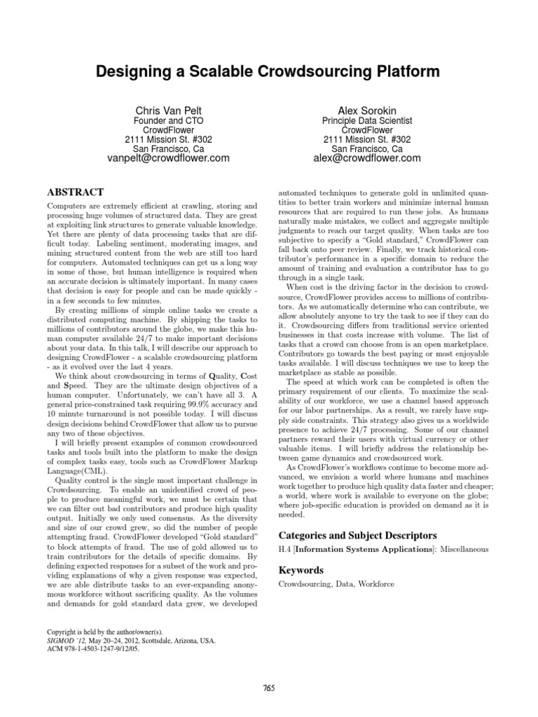 2 2012 Crowdsourcing Platform | PDF | Crowdsourcing | Computing