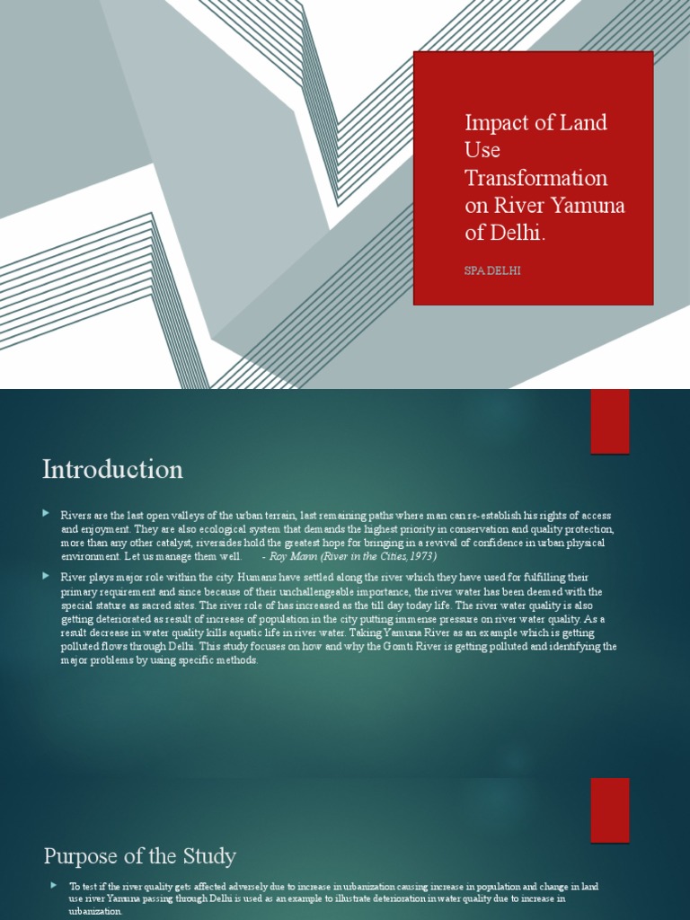 Impact Of Land Use Transformation On River Yamuna Pdf Water