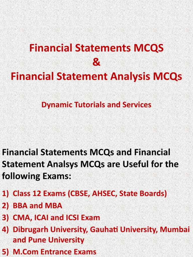 Financial Statements and Financial Statement Analysis Mcqs | PDF ...