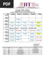 (Third Semester) Session: Class Time Table B.Arch. 2021-22