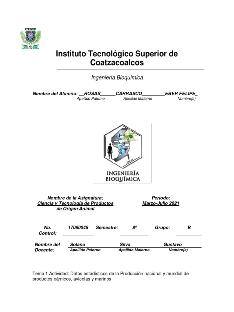 Produccion Nacional de Productos Carnicos, Avicolas y Marinos Por El INEGI  | PDF | Carne | Vacas