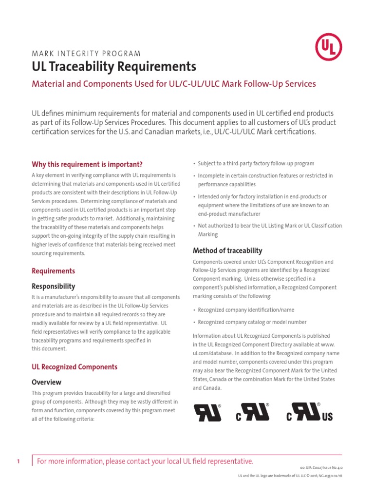 Ul Traceability Requirements PDF Verification And Validation